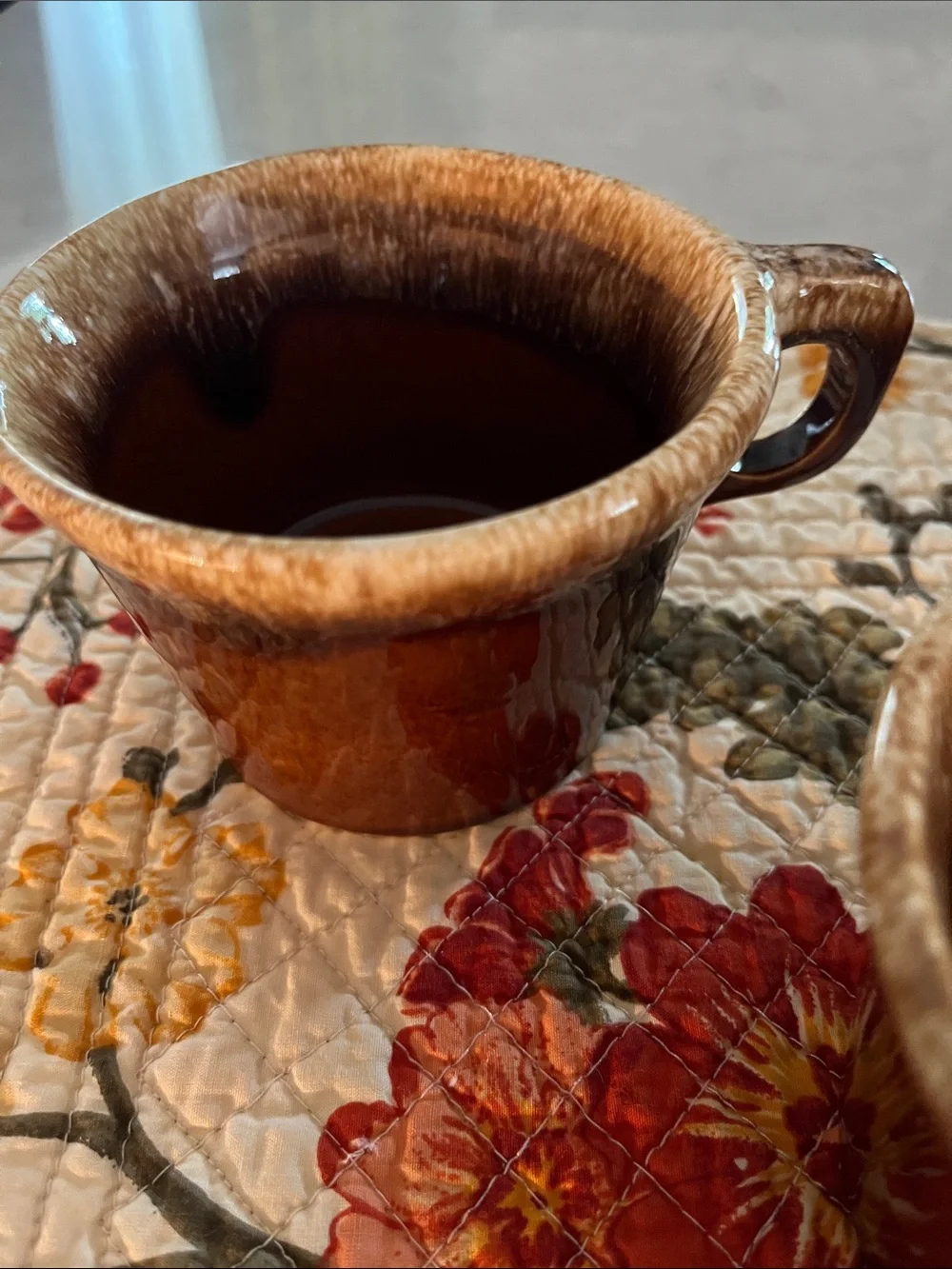 Set 4 Vintage Hull Crestone Oven Proof Brown Drip Glaze Pottery Coffee Tea Mugs